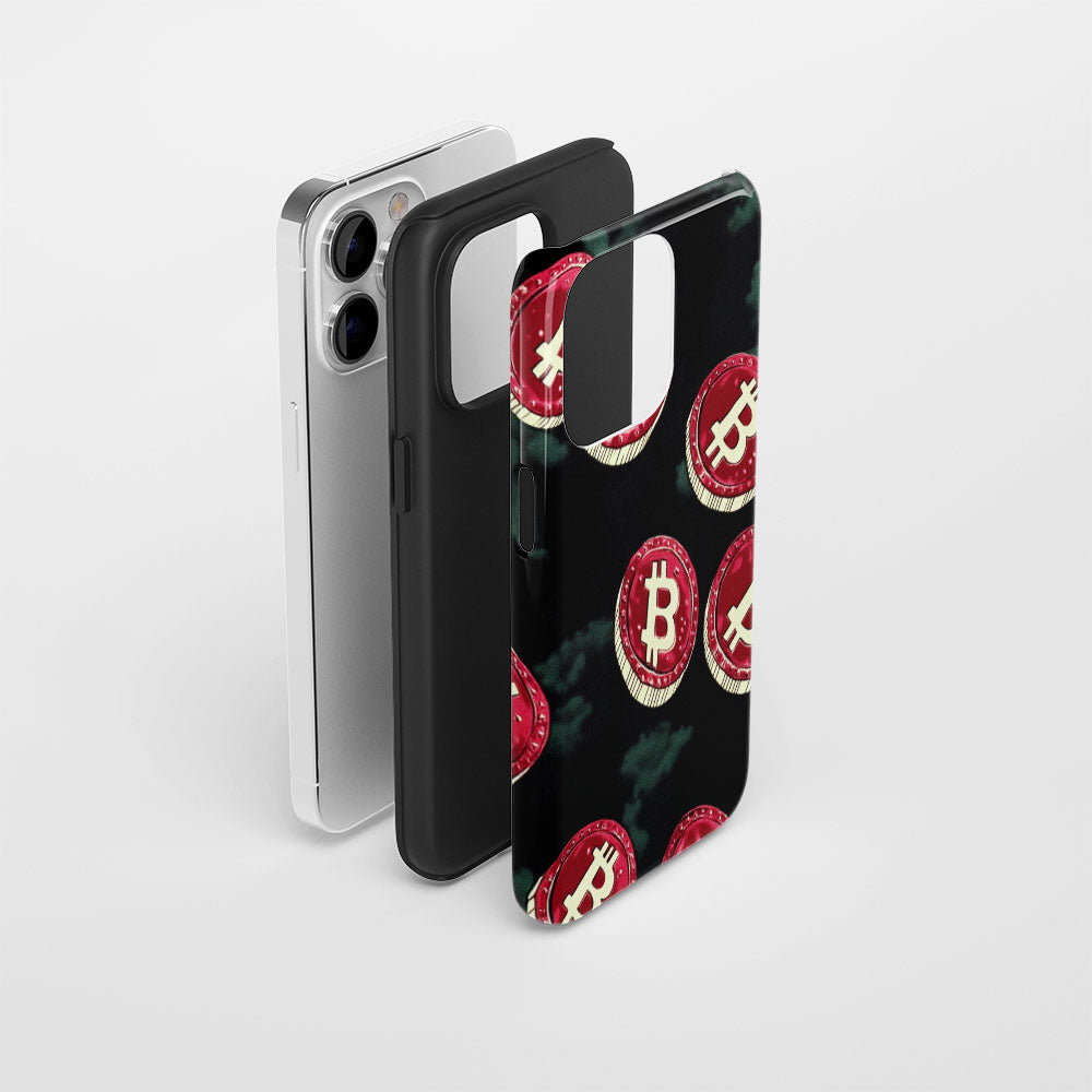 Double-Layer Semi-Handprinted Tough Matte BTC (Bitcoin) iPhone Case