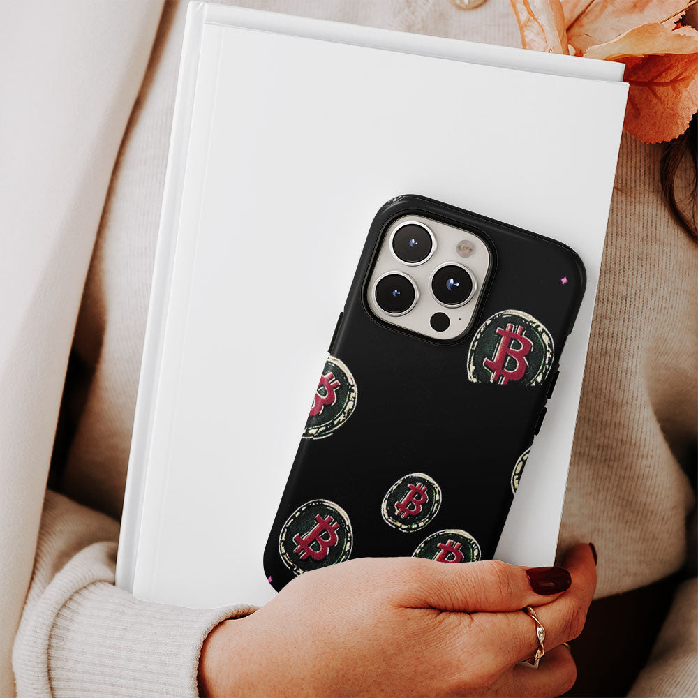 Double-Layer Semi-Handprinted Tough Matte BTC (Bitcoin) iPhone Case