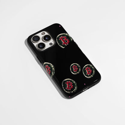 Double-Layer Semi-Handprinted Tough Matte BTC (Bitcoin) iPhone Case