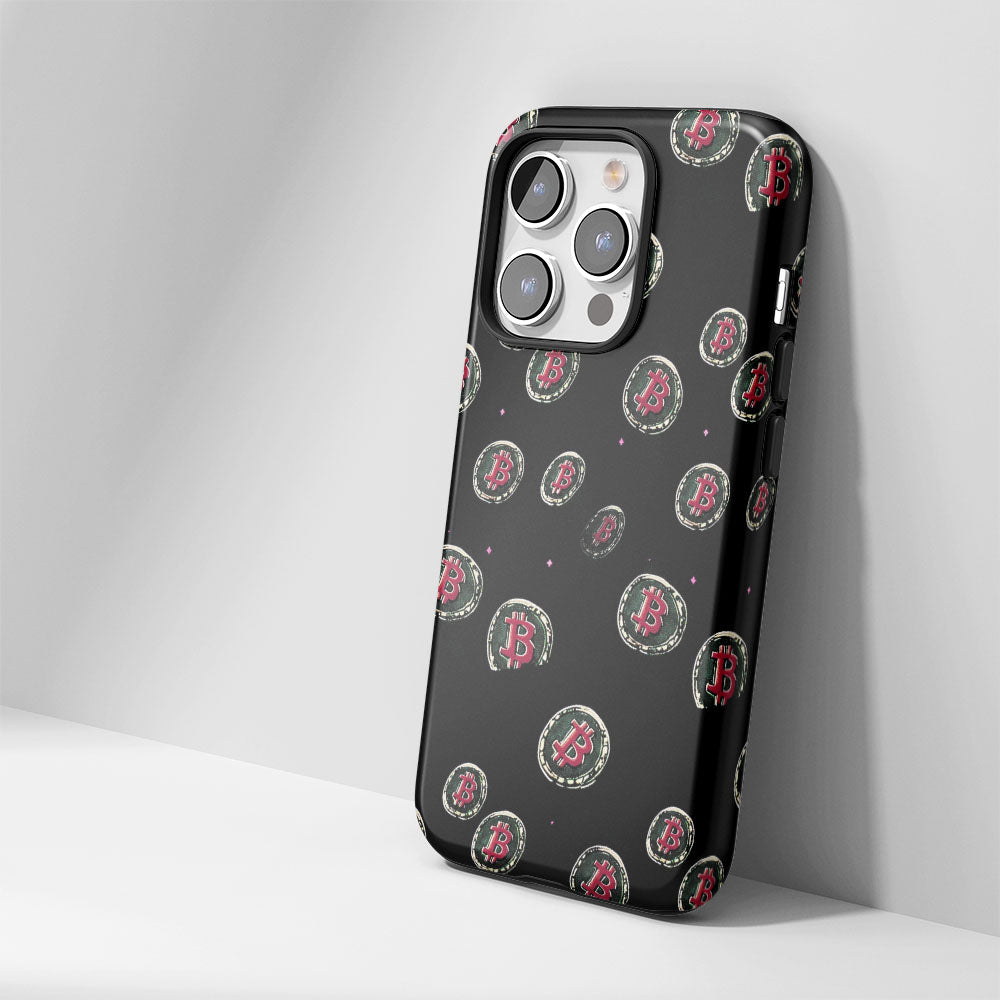 Double-Layer Semi-Handprinted Tough Matte BTC (Bitcoin) iPhone Case