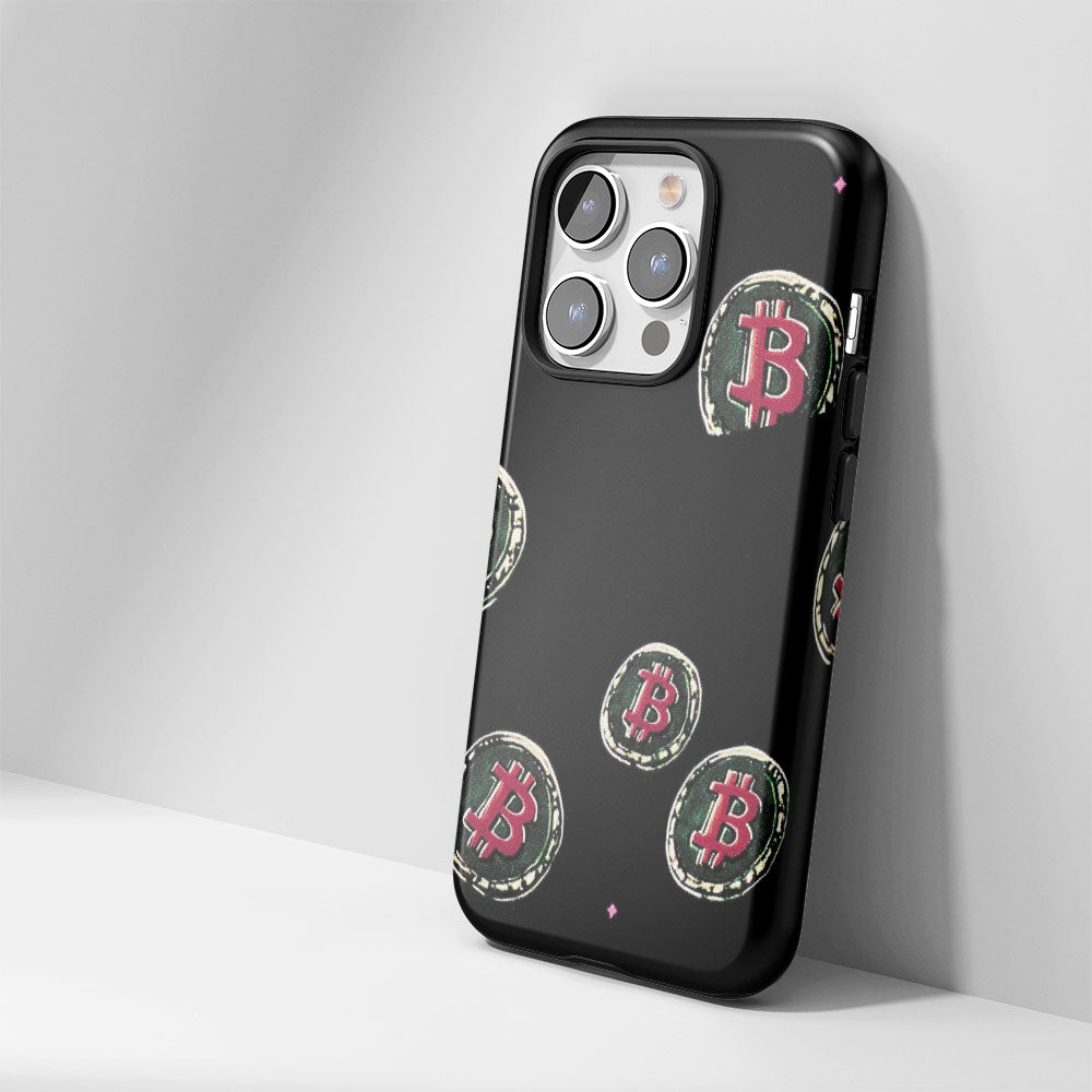 Double-Layer Semi-Handprinted Tough Matte BTC (Bitcoin) iPhone Case