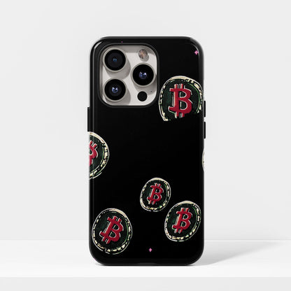 Double-Layer Semi-Handprinted Tough Matte BTC (Bitcoin) iPhone Case