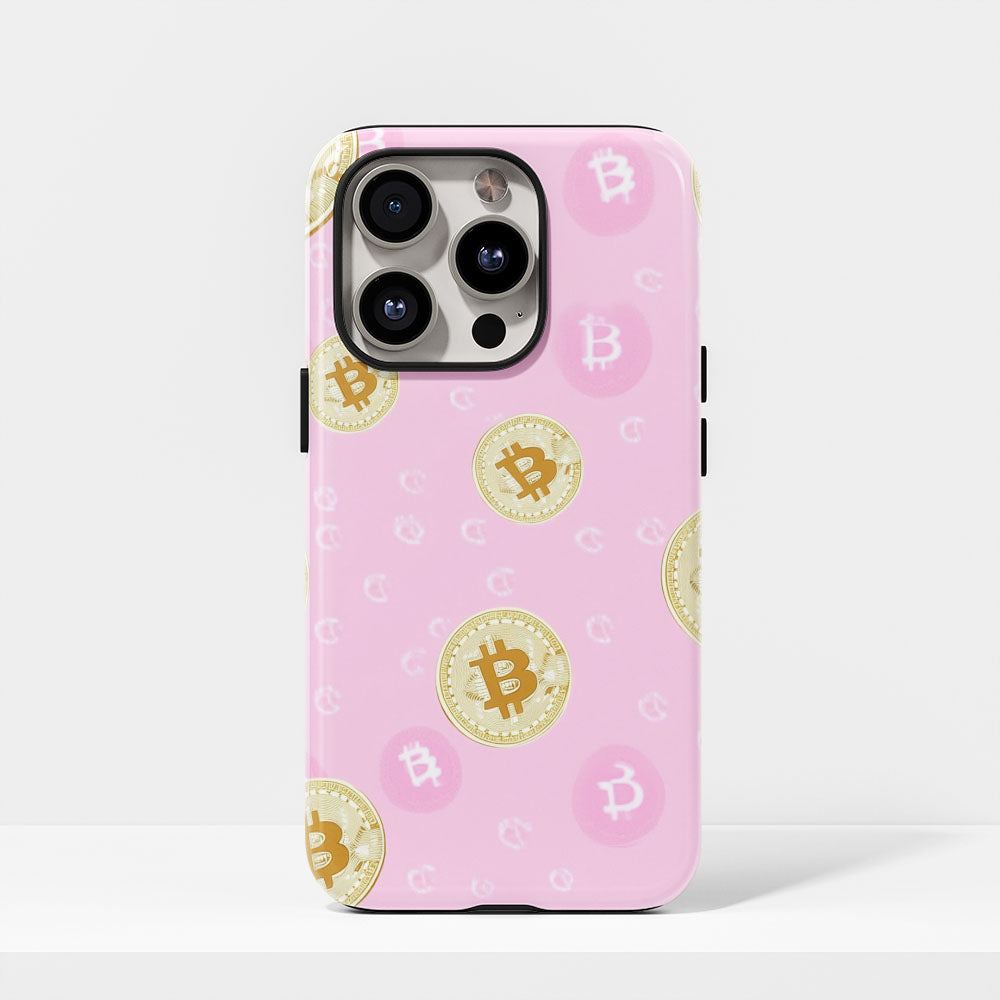 Double-Layer Semi-Handprinted Tough Matte BTC (Bitcoin) iPhone Case