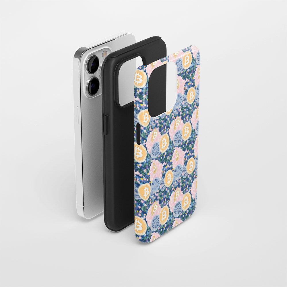 Double-Layer Semi-Handprinted Tough Matte BTC (Bitcoin) iPhone Case