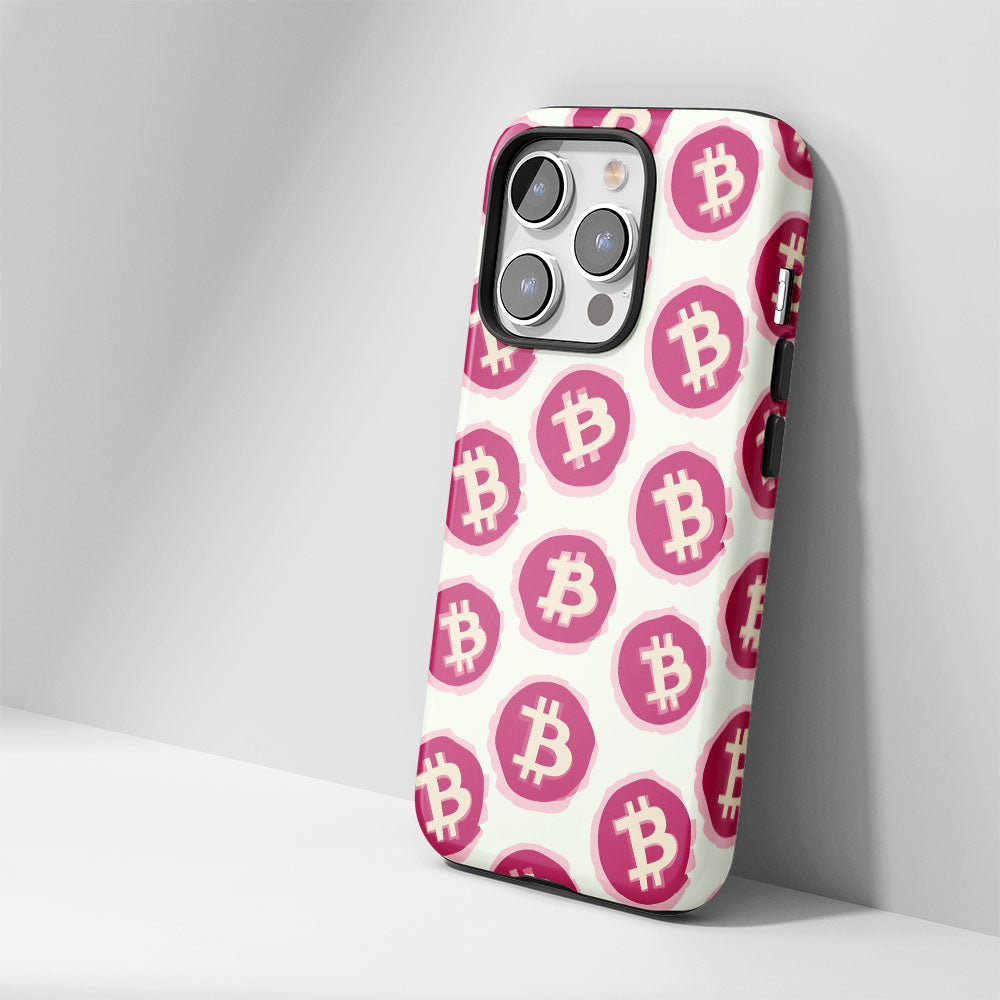 Double-Layer Semi-Handprinted Tough Matte BTC (Bitcoin) iPhone Case