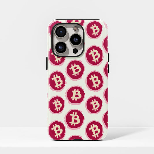 Double-Layer Semi-Handprinted Tough Matte BTC (Bitcoin) iPhone Case