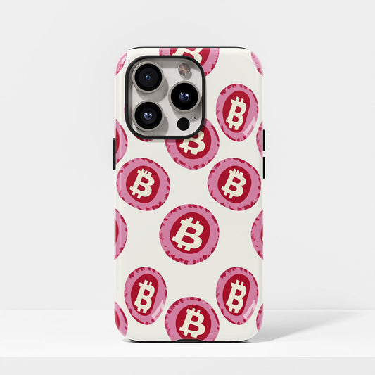 Double-Layer Semi-Handprinted Tough Matte BTC (Bitcoin) iPhone Case