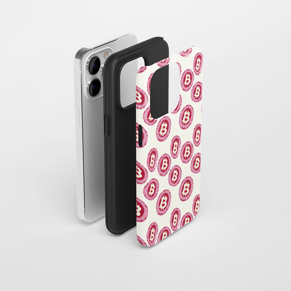 Double-Layer Semi-Handprinted Tough Matte BTC (Bitcoin) iPhone Case