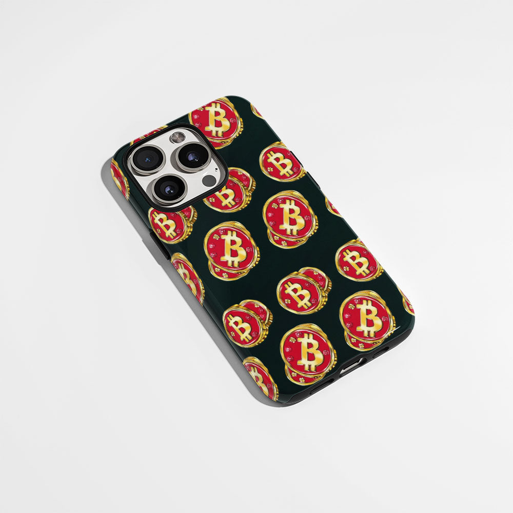 Double-Layer Semi-Handprinted Tough Matte BTC (Bitcoin) iPhone Case