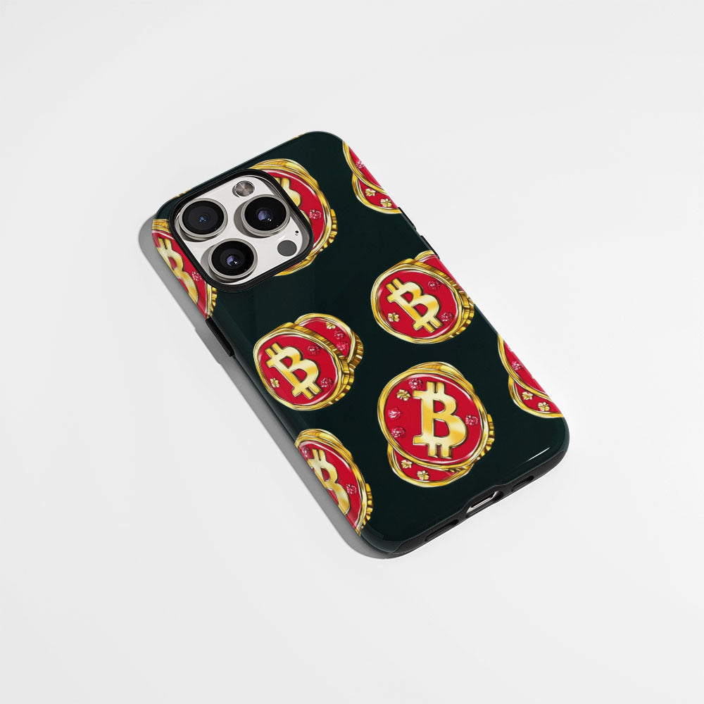 Double-Layer Semi-Handprinted Tough Matte BTC (Bitcoin) iPhone Case