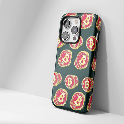 Double-Layer Semi-Handprinted Tough Matte BTC (Bitcoin) iPhone Case