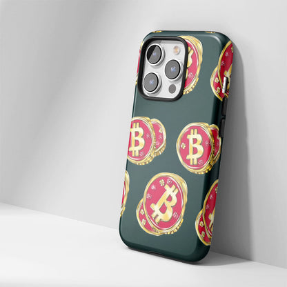 Double-Layer Semi-Handprinted Tough Matte BTC (Bitcoin) iPhone Case