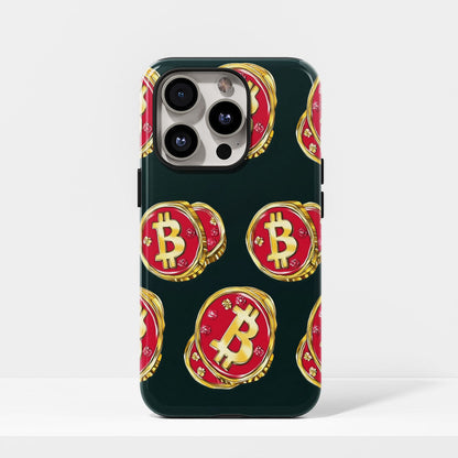 Double-Layer Semi-Handprinted Tough Matte BTC (Bitcoin) iPhone Case