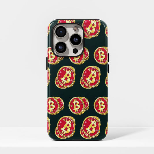 Double-Layer Semi-Handprinted Tough Matte BTC (Bitcoin) iPhone Case