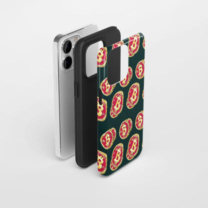 Double-Layer Semi-Handprinted Tough Matte BTC (Bitcoin) iPhone Case