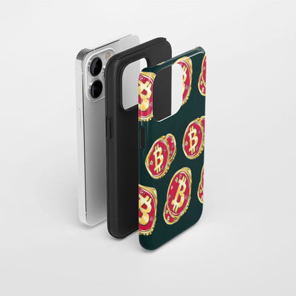 Double-Layer Semi-Handprinted Tough Matte BTC (Bitcoin) iPhone Case