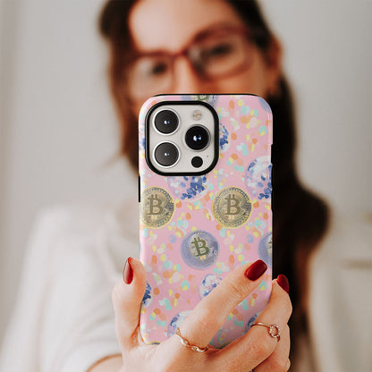 Double-Layer Semi-Handprinted Tough Matte BTC (Bitcoin) iPhone Case