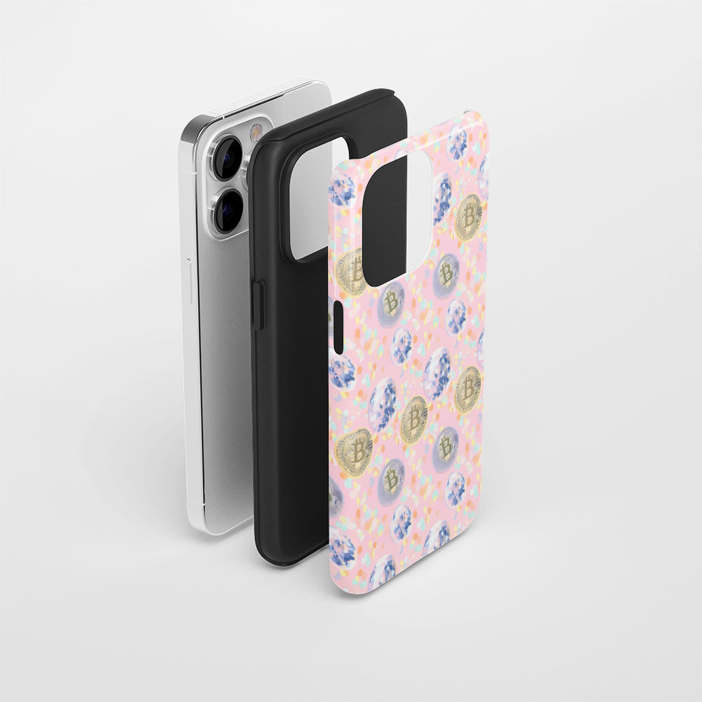 Double-Layer Semi-Handprinted Tough Matte BTC (Bitcoin) iPhone Case