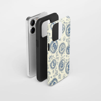 Double-Layer Semi-Handprinted Tough Matte BTC (Bitcoin) iPhone Case