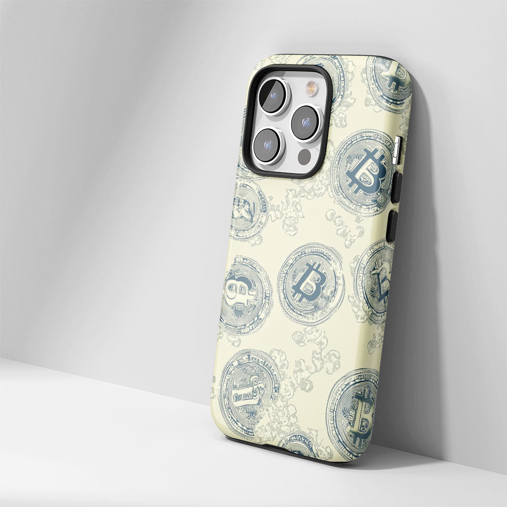 Double-Layer Semi-Handprinted Tough Matte BTC (Bitcoin) iPhone Case