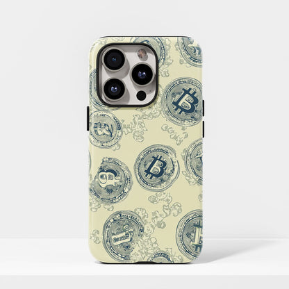 Double-Layer Semi-Handprinted Tough Matte BTC (Bitcoin) iPhone Case