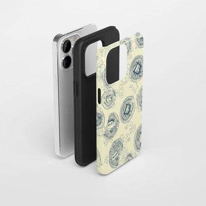 Double-Layer Semi-Handprinted Tough Matte BTC (Bitcoin) iPhone Case