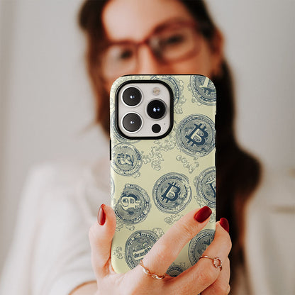 Double-Layer Semi-Handprinted Tough Matte BTC (Bitcoin) iPhone Case