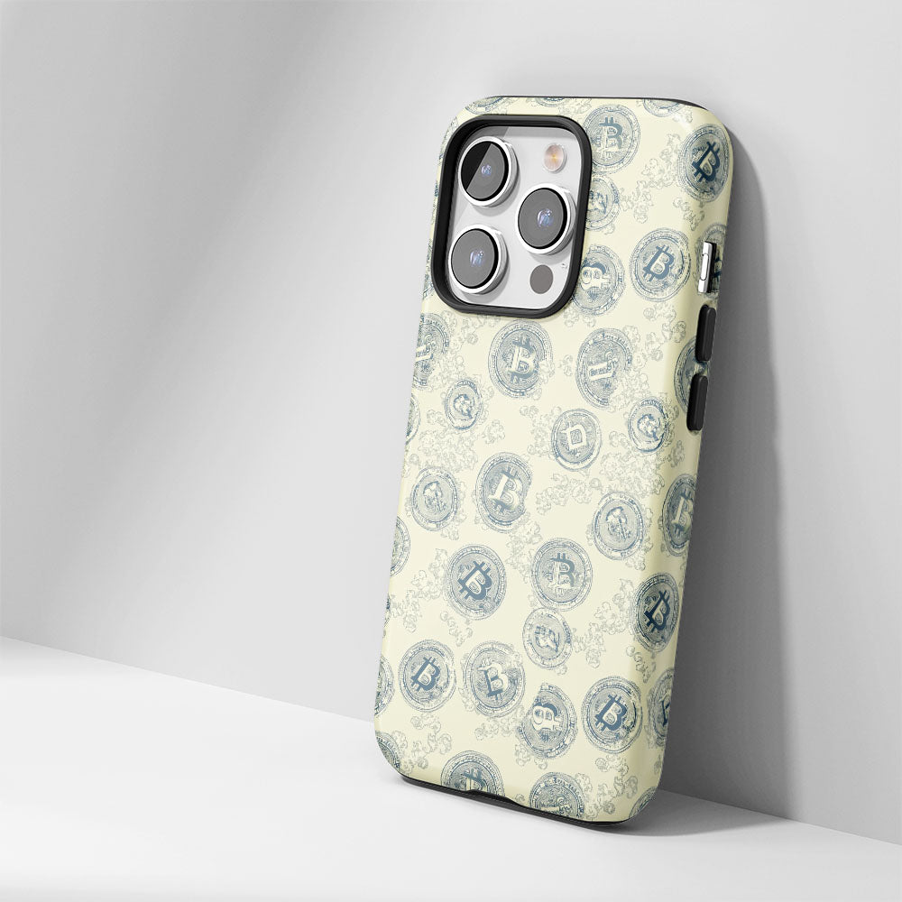 Double-Layer Semi-Handprinted Tough Matte BTC (Bitcoin) iPhone Case