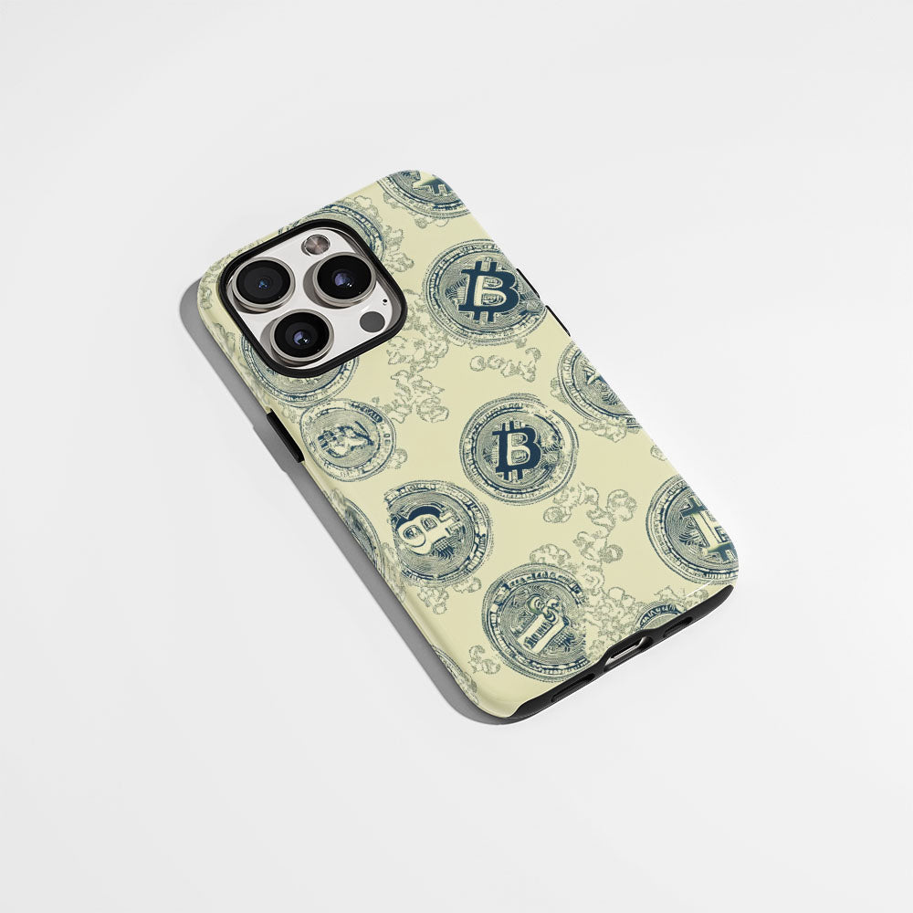 Double-Layer Semi-Handprinted Tough Matte BTC (Bitcoin) iPhone Case