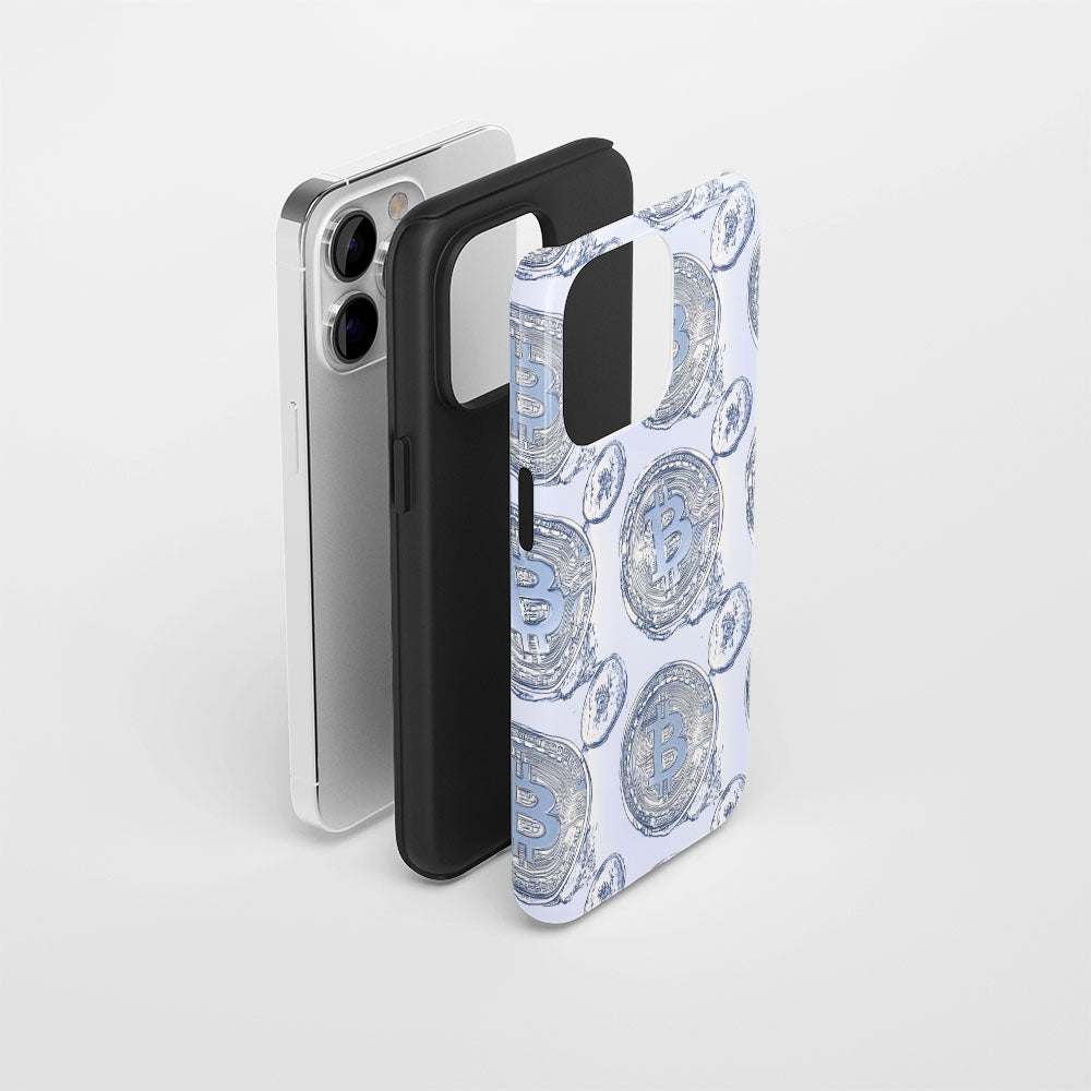 Double-Layer Semi-Handprinted Tough Matte BTC (Bitcoin) iPhone Case