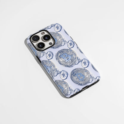 Double-Layer Semi-Handprinted Tough Matte BTC (Bitcoin) iPhone Case