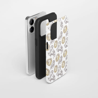 Double-Layer Semi-Handprinted Tough Matte BTC (Bitcoin) iPhone Case