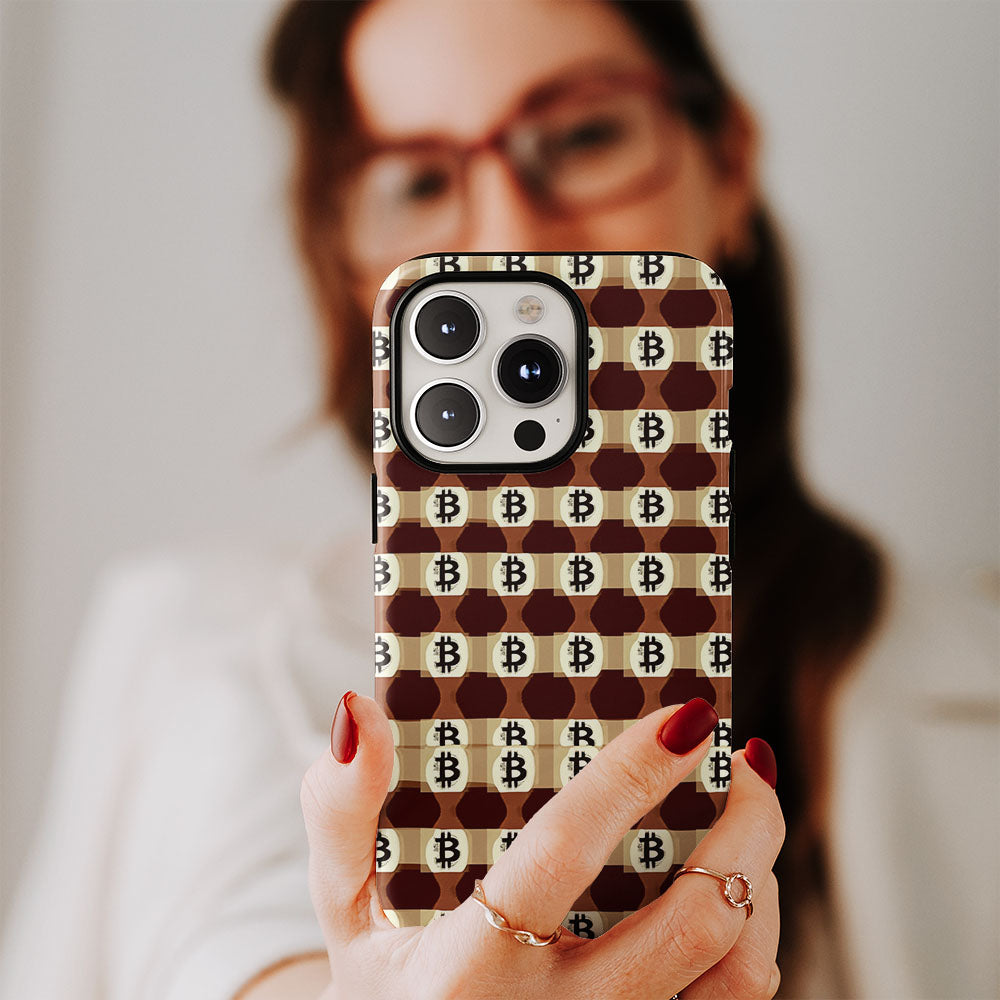 Double-Layer Semi-Handprinted Tough Matte BTC (Bitcoin) iPhone Case