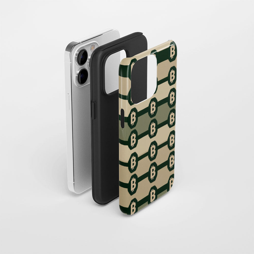 Double-Layer Semi-Handprinted Tough Matte BTC (Bitcoin) iPhone Case